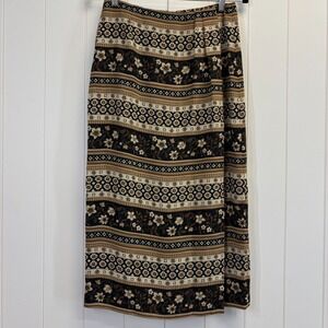 Vintage Chaus Petite Boho Floral Faux Wrap Straight Skirt Size 8 Cottage